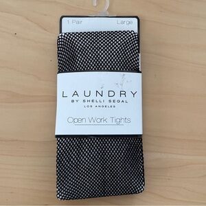 Laundry -  by Shelli Segal  - Black - Open Work - Fishnet Tights Size: Large NWT